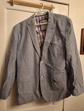 Mexx Light Blue Textured Linen-Blend Sport Coat